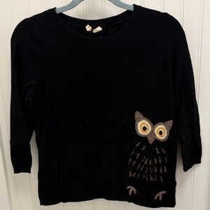 Moth Black Sweater with Owl Motif